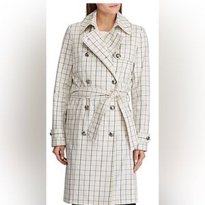 New with tags Ralph Lauren white Trench women’s double breasted belted coat